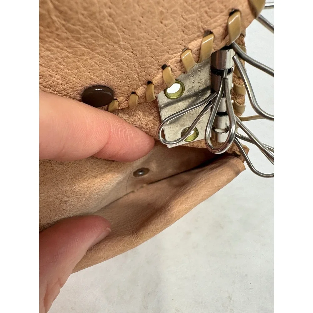 Vintage Tan Leather Whipstitch Key Case Wallet 6 Hook Holder with Coin Pouch